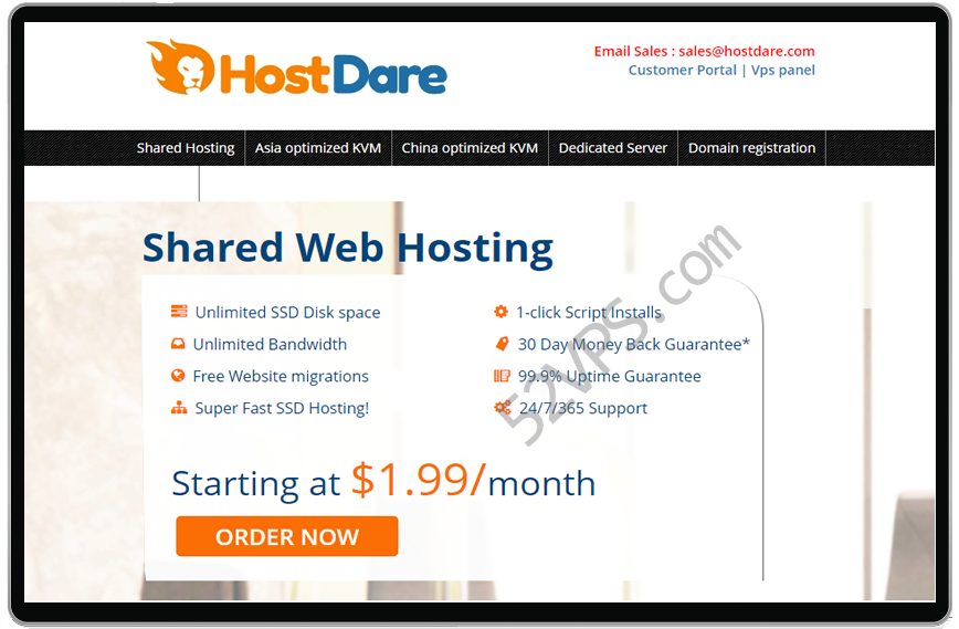 HostDare 洛杉矶VPS/CN2 GT线路/600GB流量/半年付.56