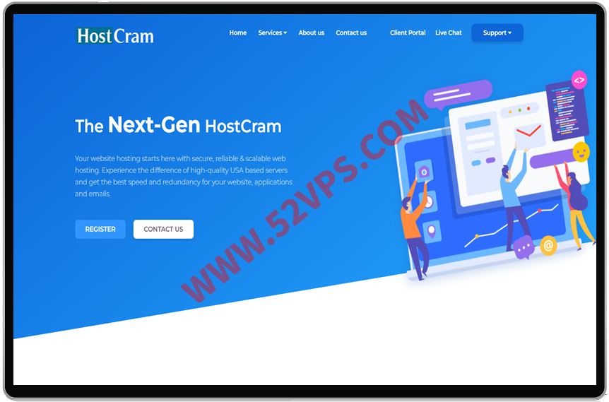 HostCram LXC架构VPS 1核/2GB/40G NVMe/2TB流量/1Gbps带宽/7美元/月