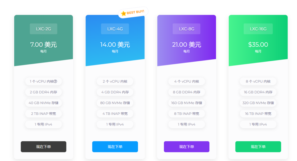 HostCram LXC架构VPS 1核/2GB/40G NVMe/2TB流量/1Gbps带宽/7美元/月