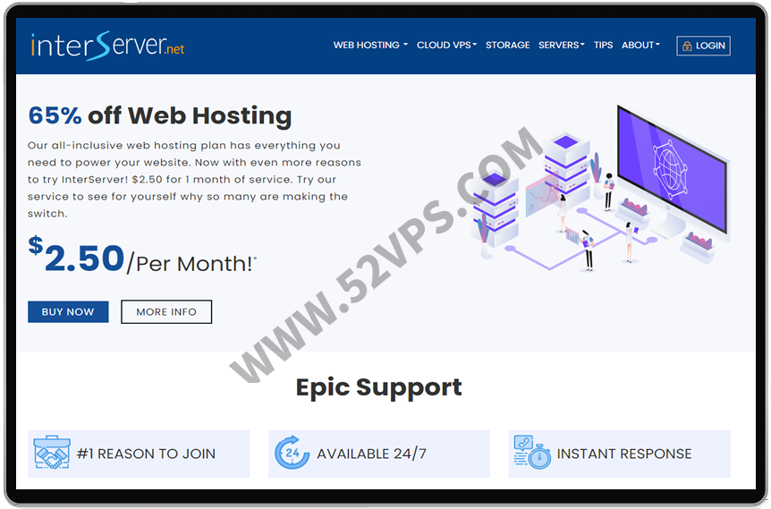 InterServer 大硬盘VPS/KVM VPS/1核2G内存1TB硬盘1Gbps带宽低至4.8美元/月