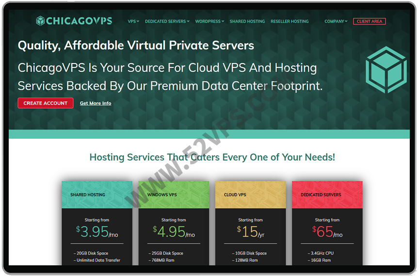 ChicagoVPS 美国VPS/KVM虚拟架构/1核512MB/20G硬盘/500G流量/