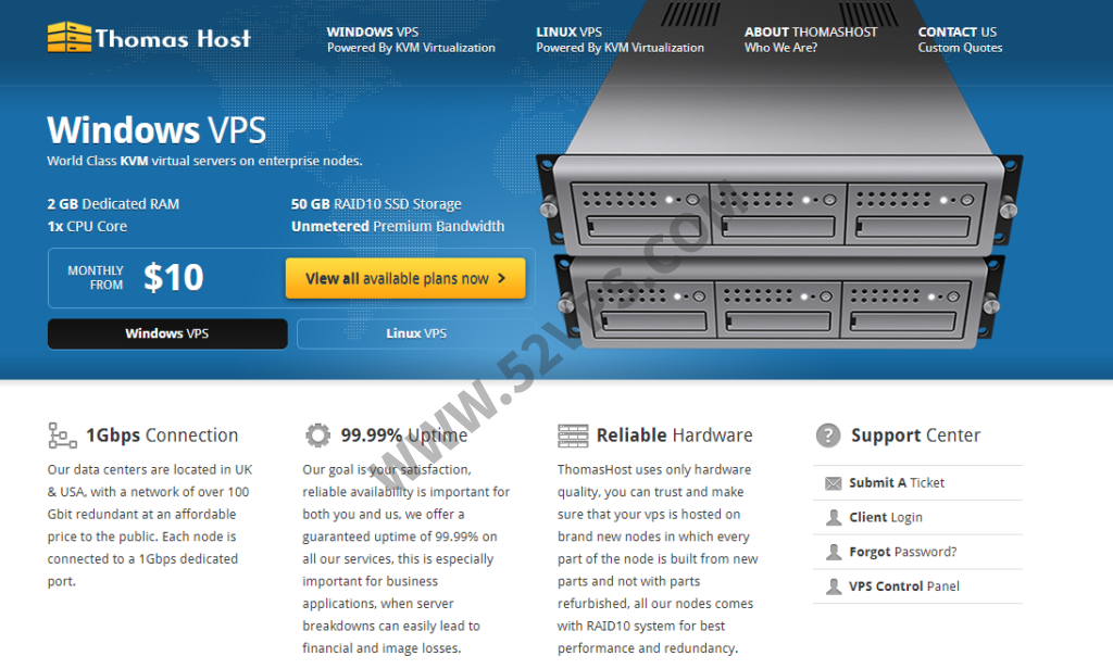 ThomasHost：大硬盘不限流量VPS/1核2GB/50G SSD/1G端口/每月，加拿大、美国、英国、法国、爱尔兰可选