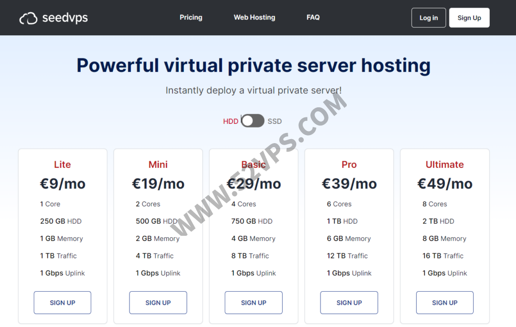 SeedVPS：荷兰VPS,250G大硬盘，1Gbps上行带宽，9欧/月起