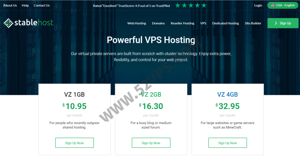 StableHost：国外VPS，1核1GB内存40G硬盘，1G端口2TB流量， .95/月