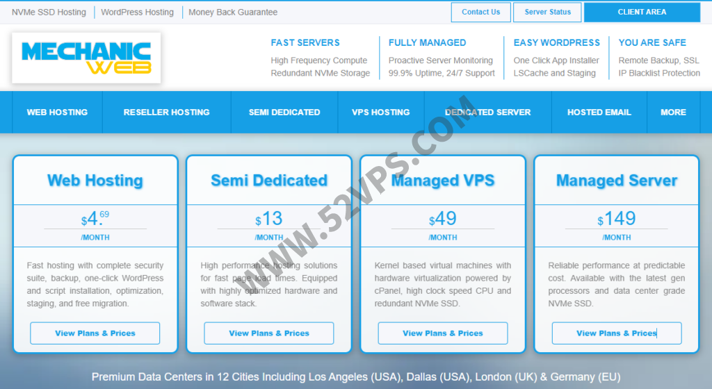 MechanicWeb：托管VPS，60GB NVMe硬盘,免费备份、DirectAdmin面板，49美元/月