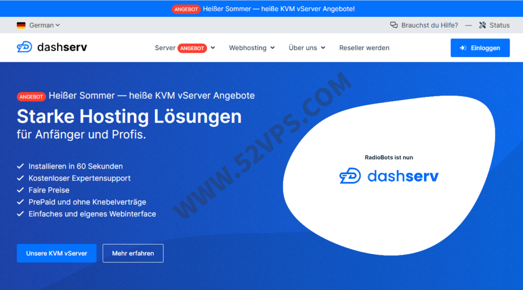 dashserv：德国VPS,8核/18G内存/100GB SSD/1Gbps带宽/不限流量,9.95欧元/月