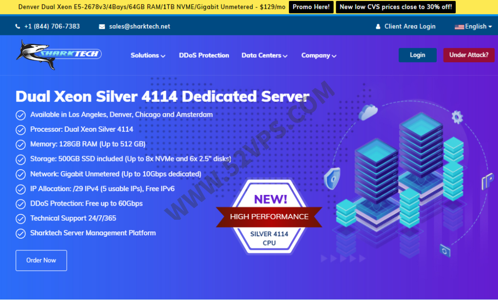 Sharktech：鲨鱼机房VPS主机 60Gbps高防 年付低至.7/可选美国或荷兰