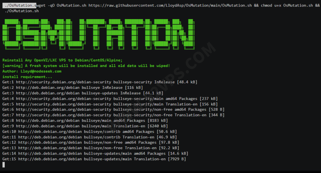 Linux系统重装脚本OsMutation适合OpenVz或LXC虚拟架构一键重装