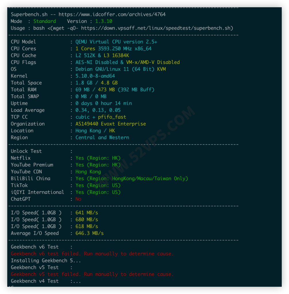 Evoxt：香港VPS测评，KVM架构、1Gbps端口、移动CMI回程